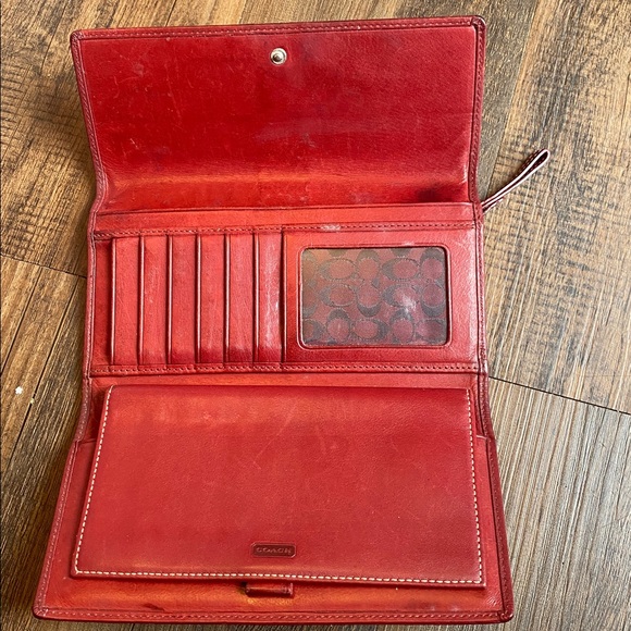 Coach Burgundy Leather Clutch - Picture 3 of 15